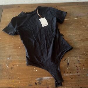 Quince Black Short-Sleeve Bodysuit NWT M